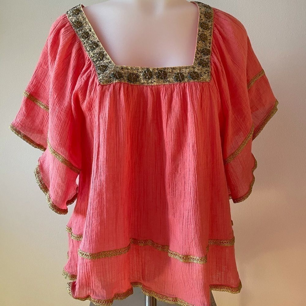 FREE PEOPLE Coral Blouse